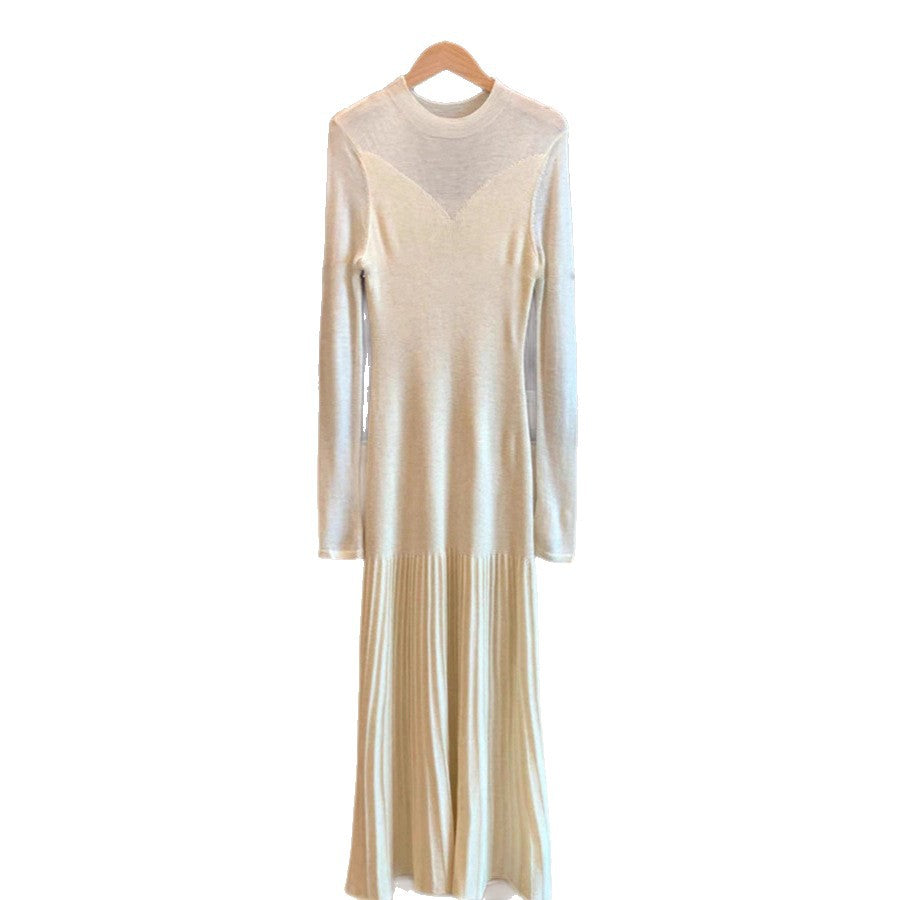 Robe maxi en tricot pour femmes avec un fin design côtelé et des accents de manches modernes Chic und Stil