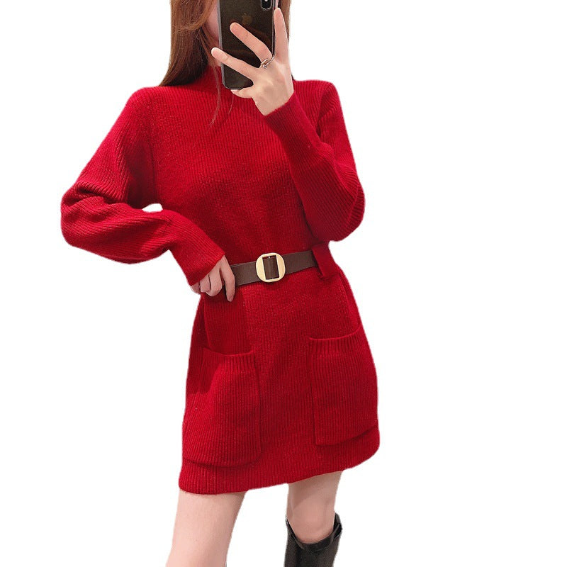 Robe en tricot pour femmes avec un col montant et des poches pratiques Chic und Stil
