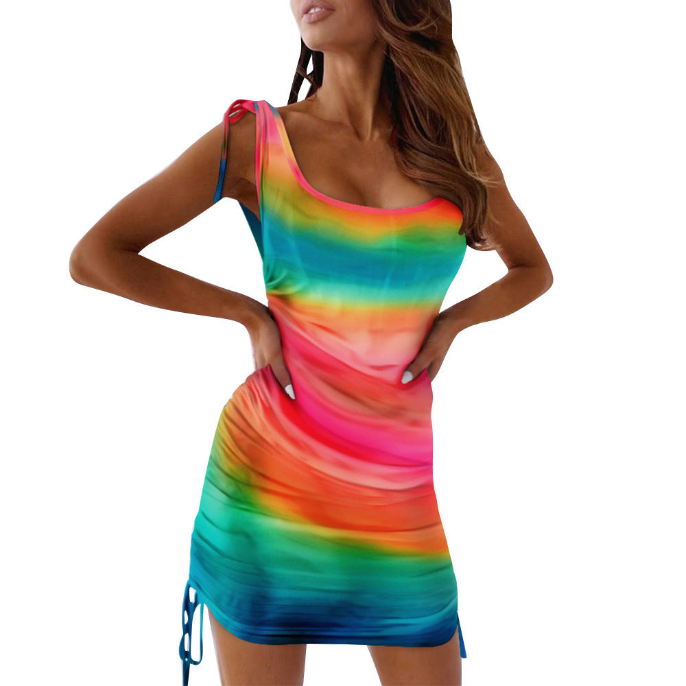 Robe mini femme avec fronces et dégradé de couleurs tendance Chic und Stil