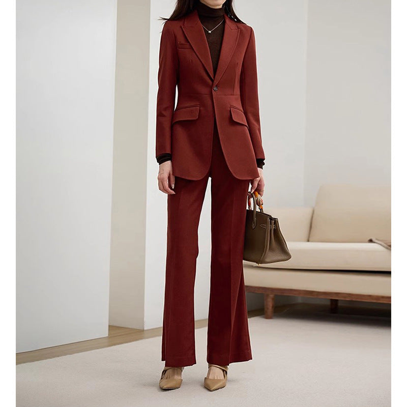 Veste peplum ajustée pour femmes et ensemble de pantalons évasés Chic und Stil