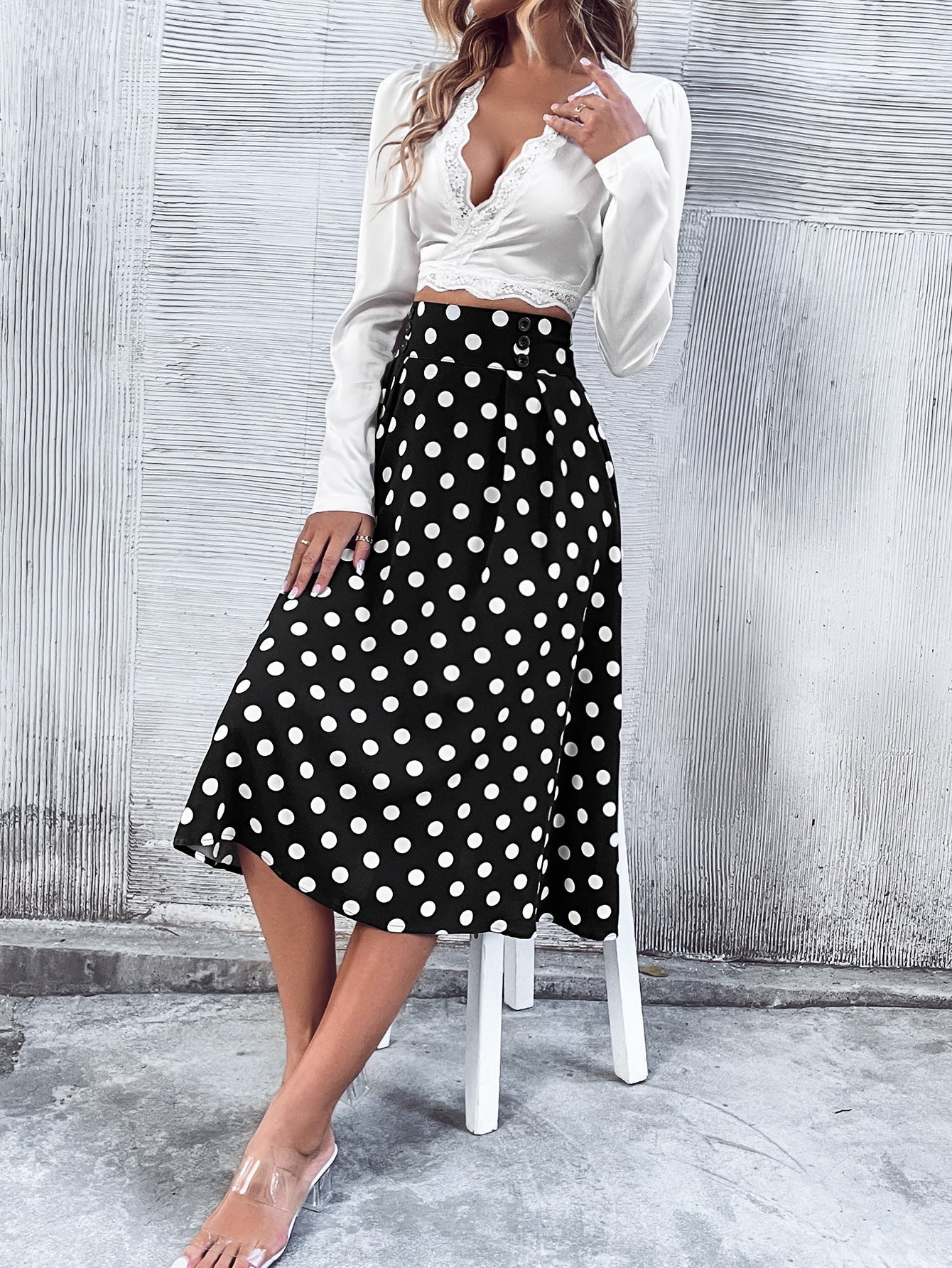 Rochet pour femmes avec des pois et des poches pratiques Chic und Stil