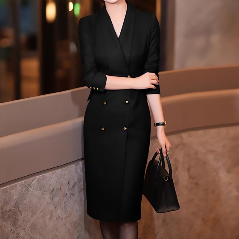 Robe midi élégante double boutonnage pour femme Chic und Stil