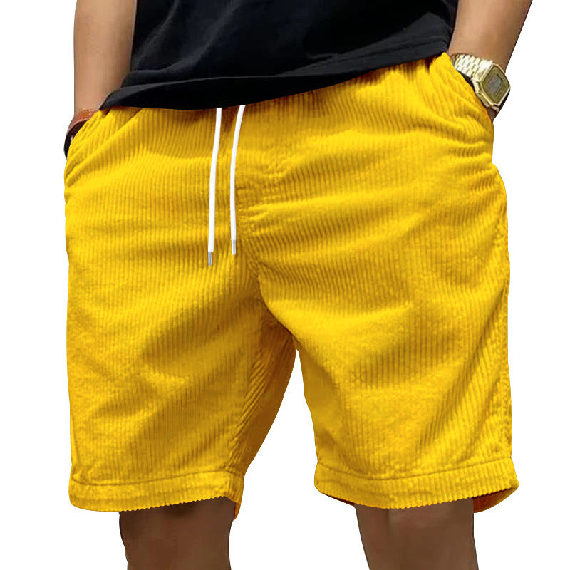 Shorts en corduroy décontractés pour hommes avec taille élastique et poches latérales pratiques Chic und Stil