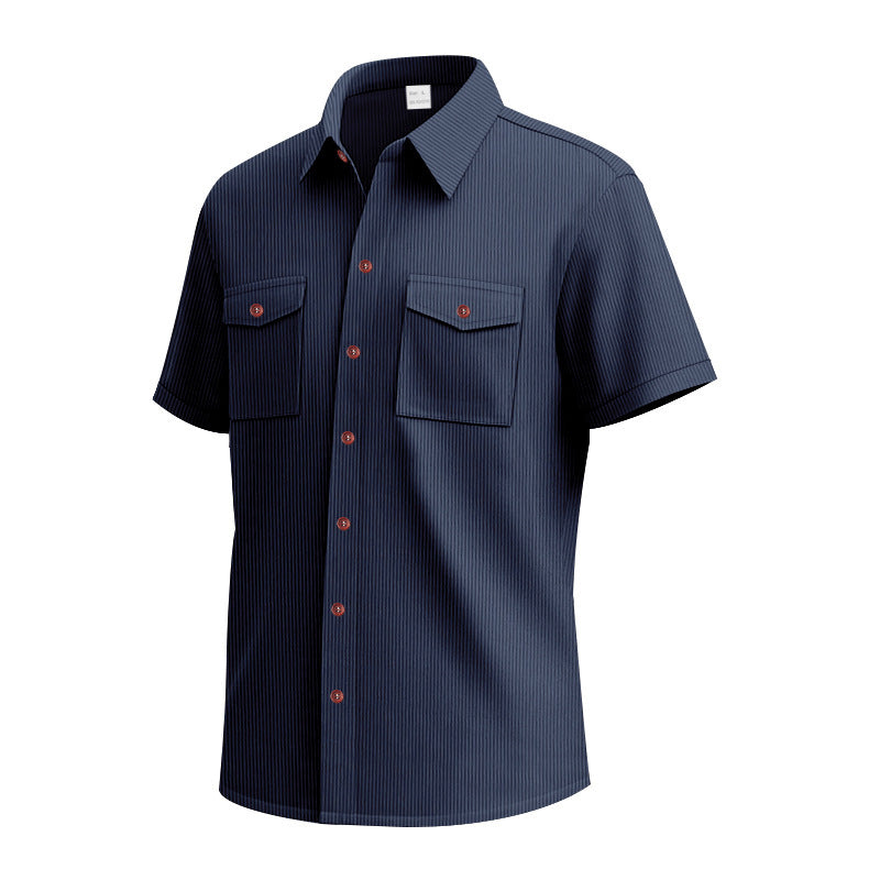 Chemise à manches courtes pour hommes avec un motif rayé pratique et deux poches poitrine Chic und Stil