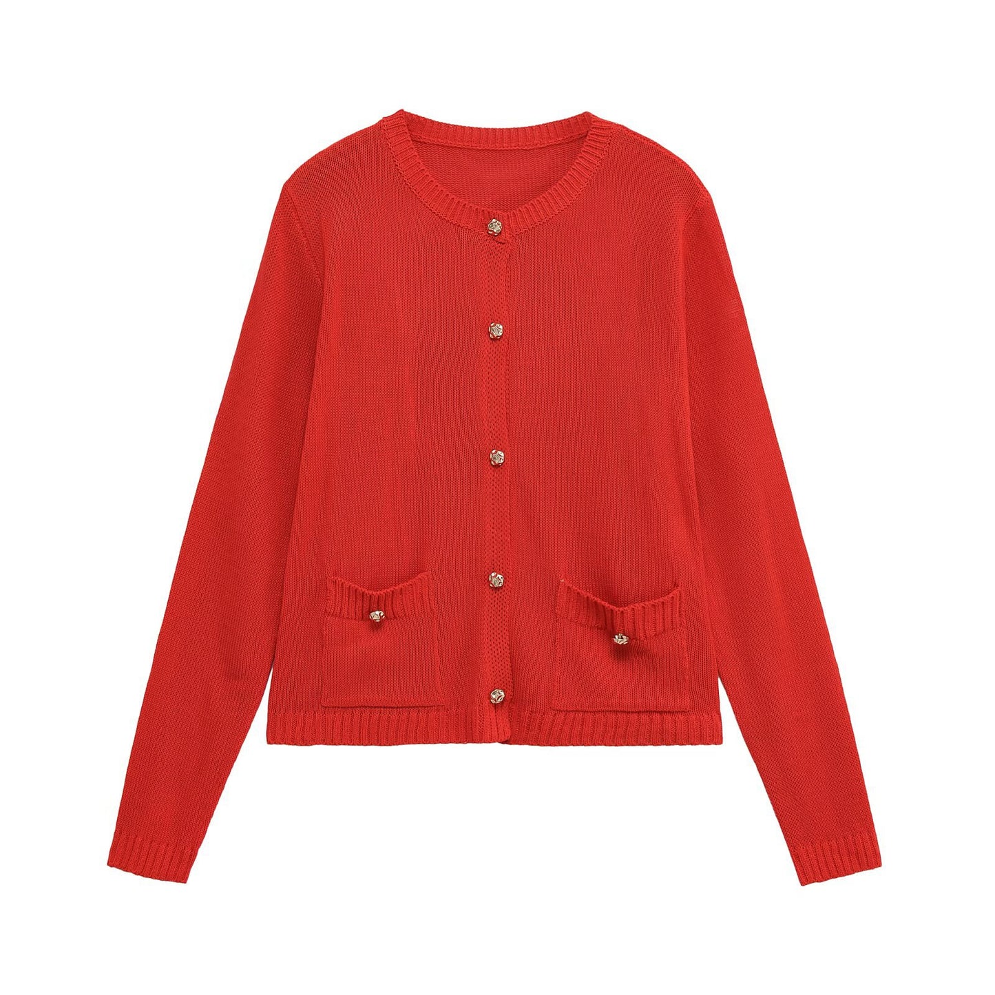 Women's knitted jacket with elegant button details and practical pockets Chic and Style