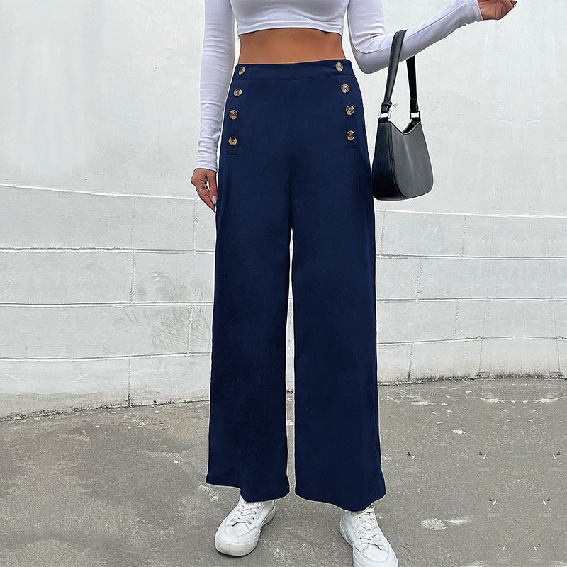 Pantalons amples cintrés pour femmes avec détails en bouton Chic und Stil