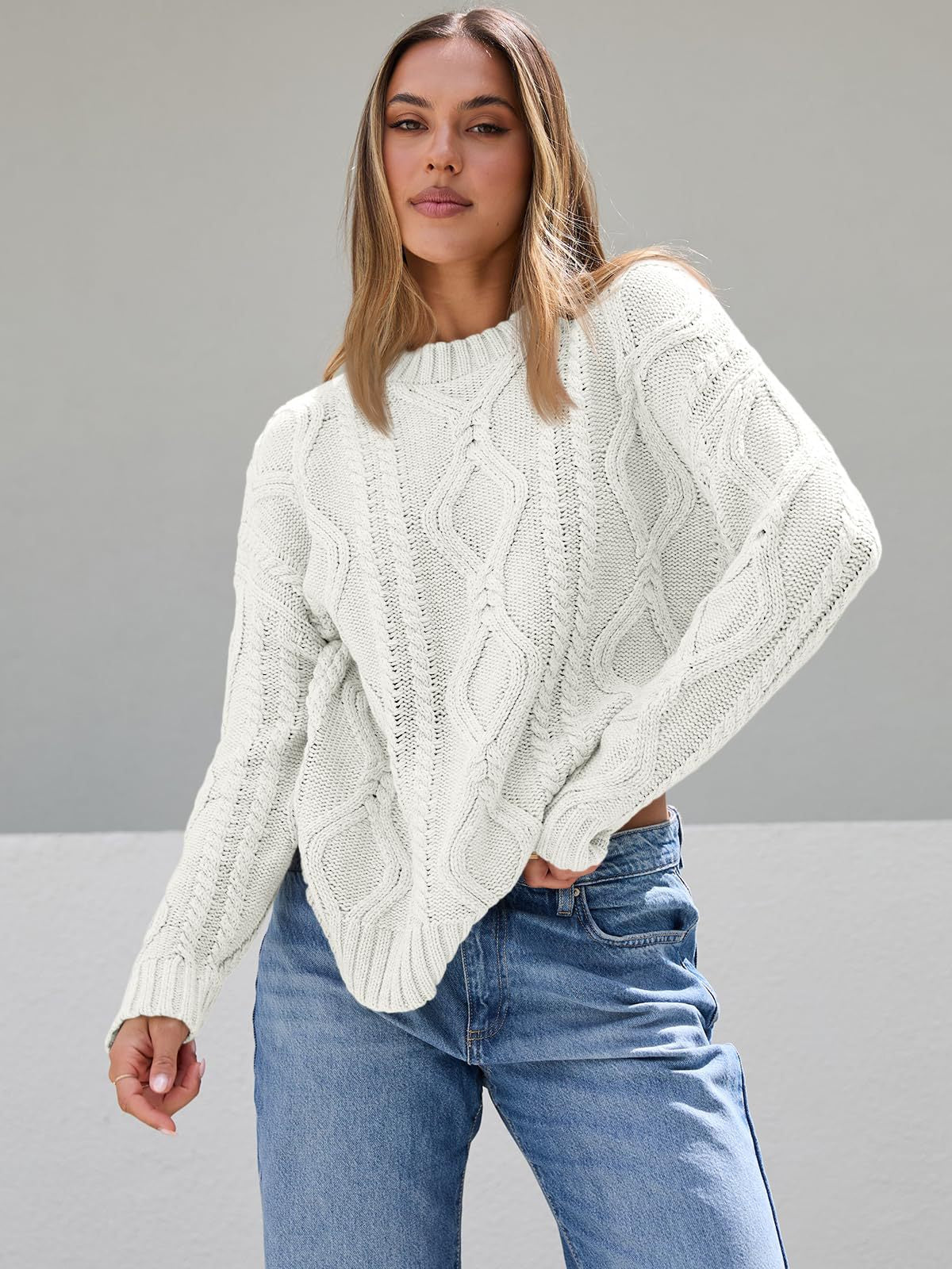 Pull en tricots épais pour femmes avec motif ondulé et coupe ample Chic und Stil