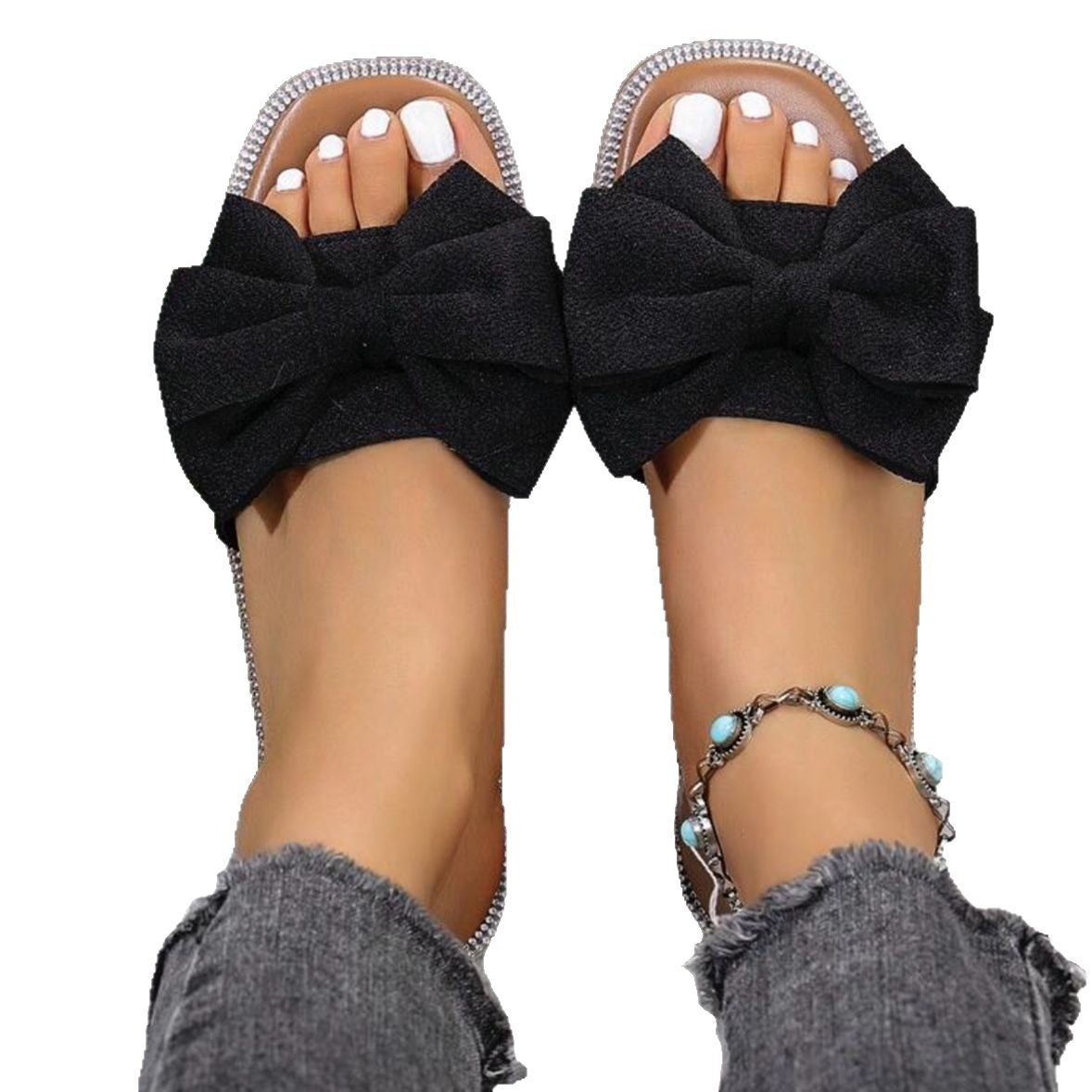 Sandales à glissière à accent nœud pour femmes Chic und Stil