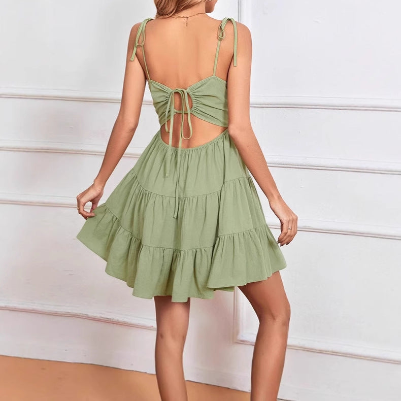 Robe décontractée à bretelles pour femmes avec volant et bretelles réglables Chic und Stil