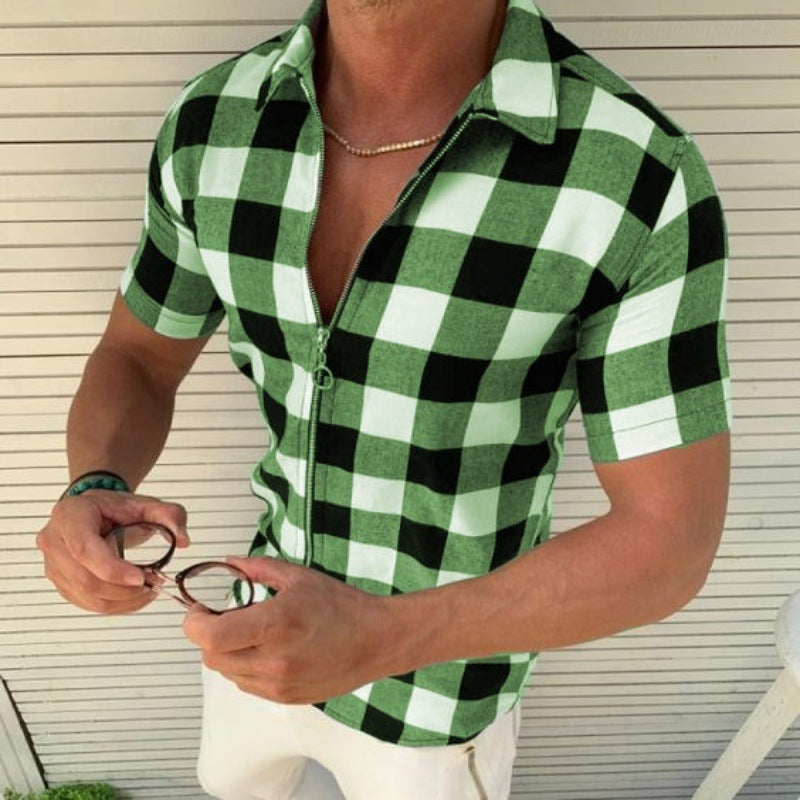 Chemise à manches courtes pour hommes avec fermeture éclair Chic und Stil