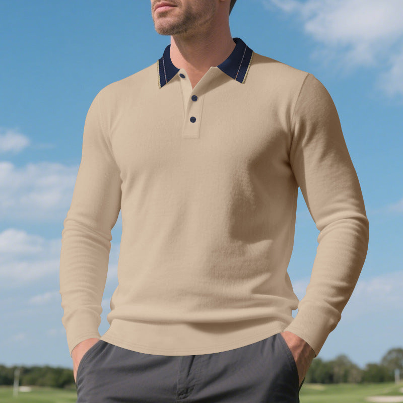 Polo pour homme à manches longues avec col élégant Chic und Stil