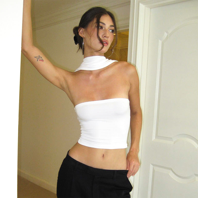 Top court sans bretelles asymétrique pour dames Chic und Stil