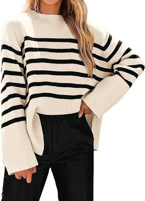 Dames Pull rayé décontracté à coupe ample Chic und Stil
