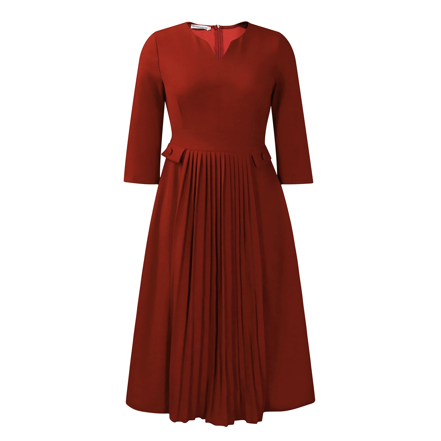 Dames Élégante Robe Midi à Plis Chic und Stil