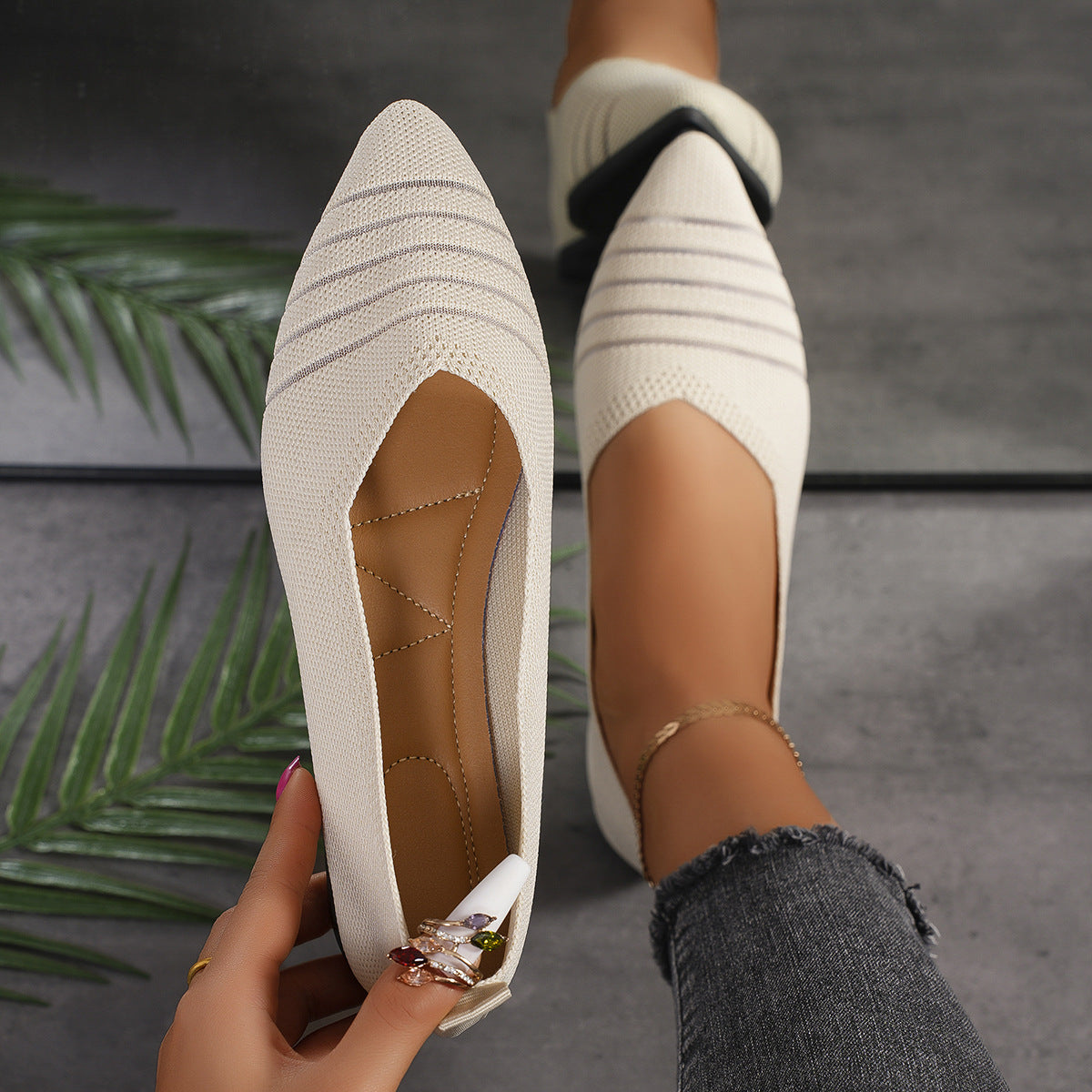 Dames ballerines en tricot à rayures Chic und Stil