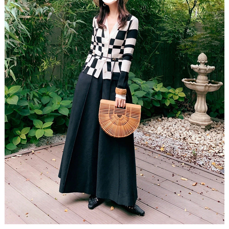 Cardigan côtelé à motif géométrique pour femme Chic und Stil