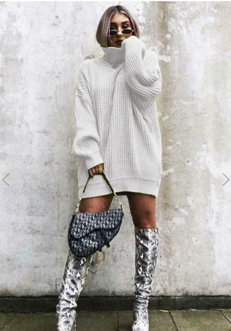 Pull en tricot surdimensionné pour femmes avec col haut et motif en nid d'abeille Chic und Stil