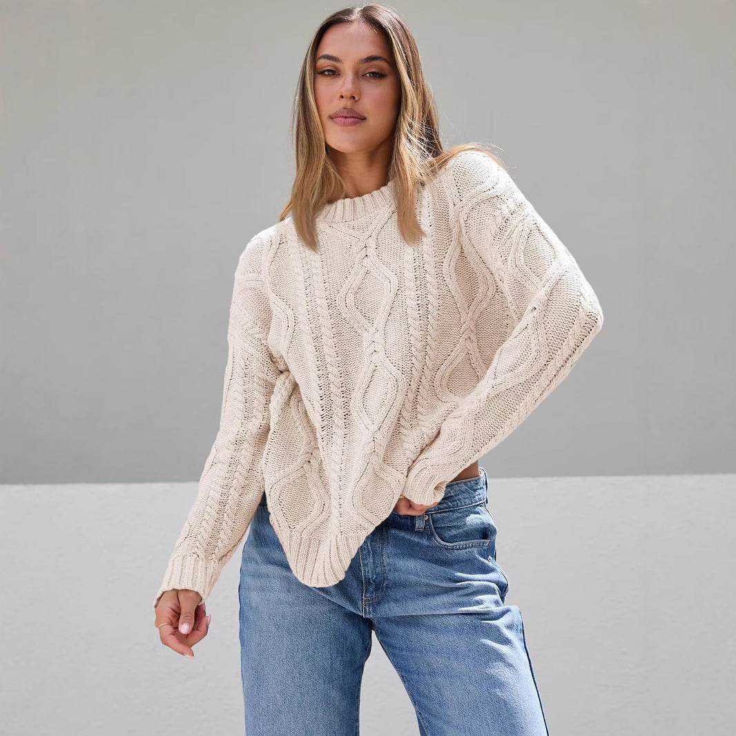 Pull en tricots épais pour femmes avec motif ondulé et coupe ample Chic und Stil