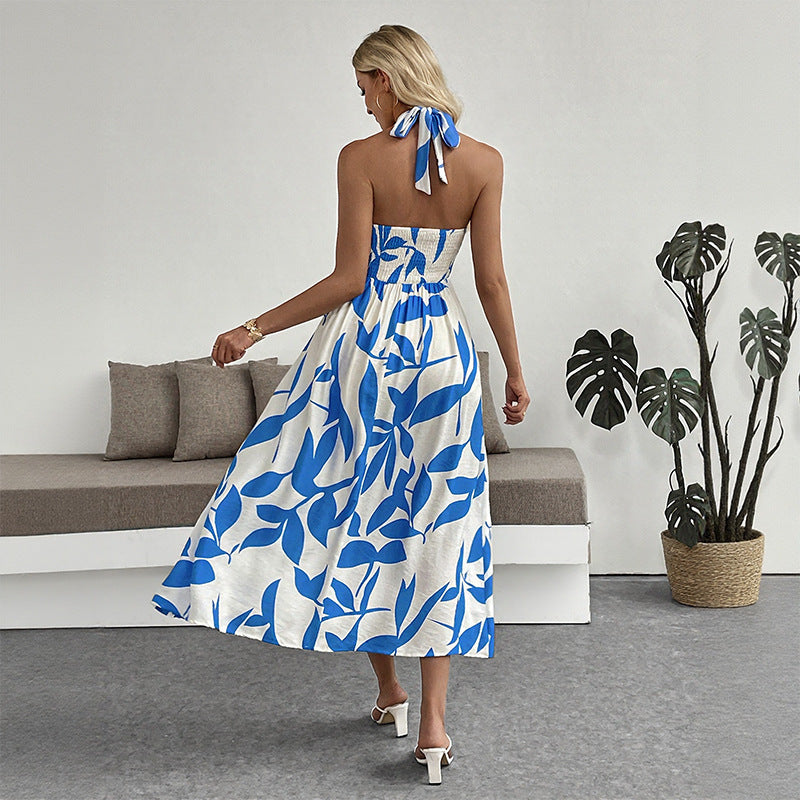 Robe maxi à dos nu pour femmes avec fente haute Chic und Stil
