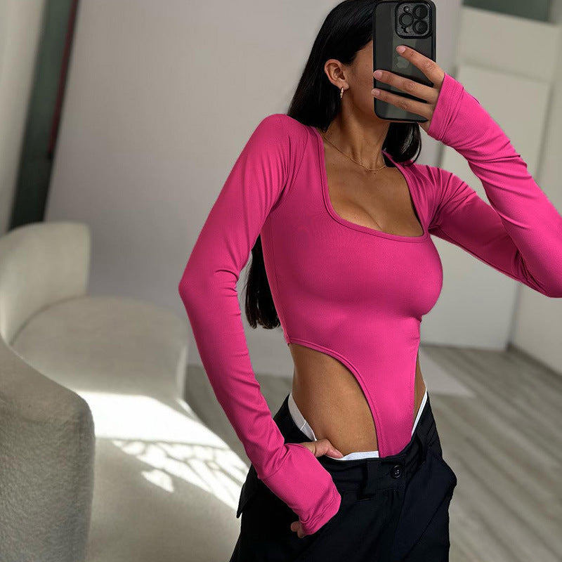 Body sculptant pour femme avec des détails découpés créatifs et des manches longues Chic und Stil
