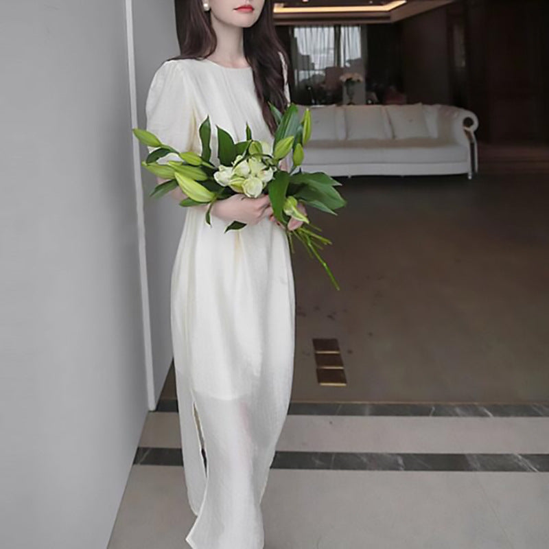 Robe maxi à manches bouffantes élégante pour femmes Chic und Stil