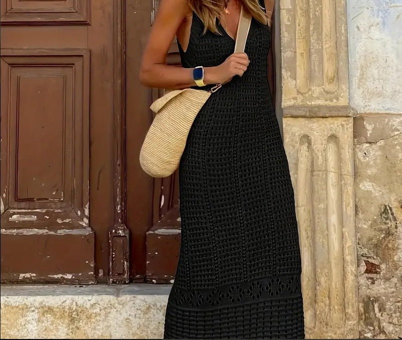 Robe à crochet pour femmes avec décolleté en V profond et coupe estivale Chic und Stil