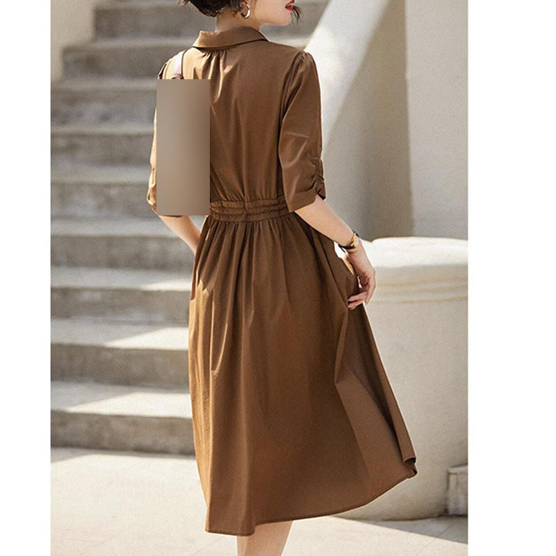 Robe midi élégante à boutons pour femmes Chic und Stil