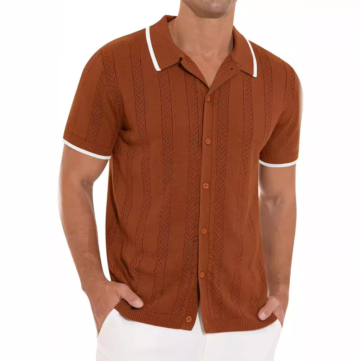 Chemise polo à manches courtes pour hommes avec design texturé Chic und Stil