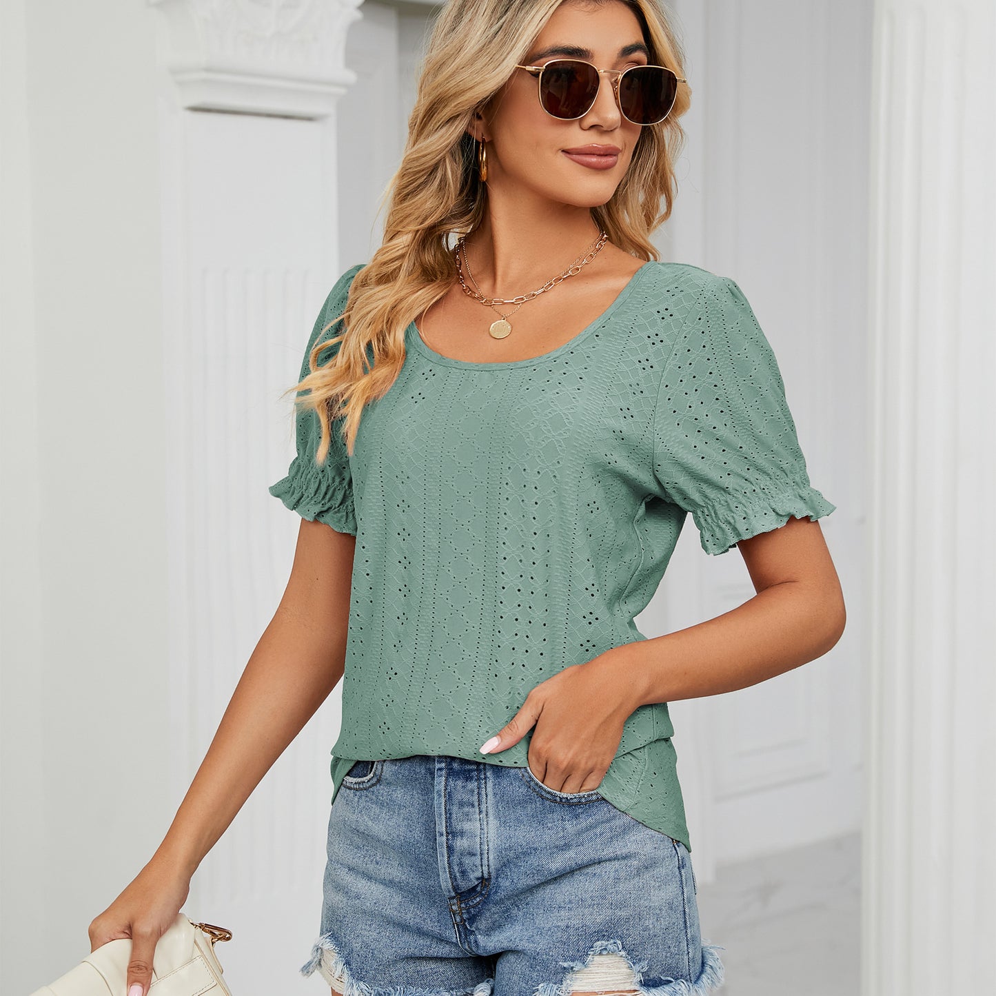 Women's shirt with hole pattern and relaxed fit Chic und Stil