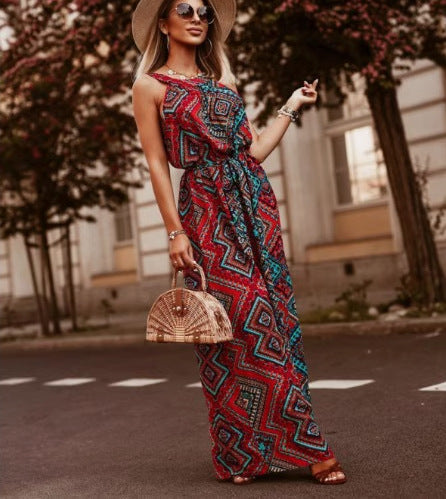 Robe maxi pour femmes avec motif floral et ceinture réglable Chic und Stil