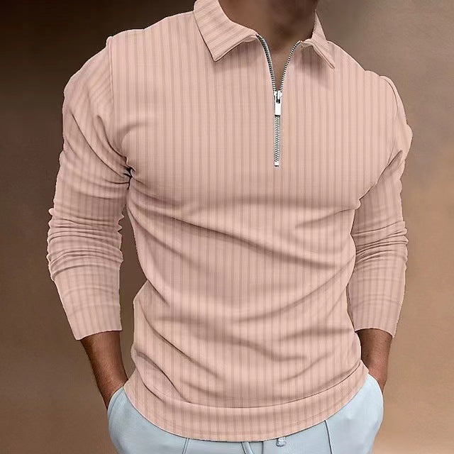 Polo à manches longues pour hommes avec fermeture éclair à la mode Chic und Stil