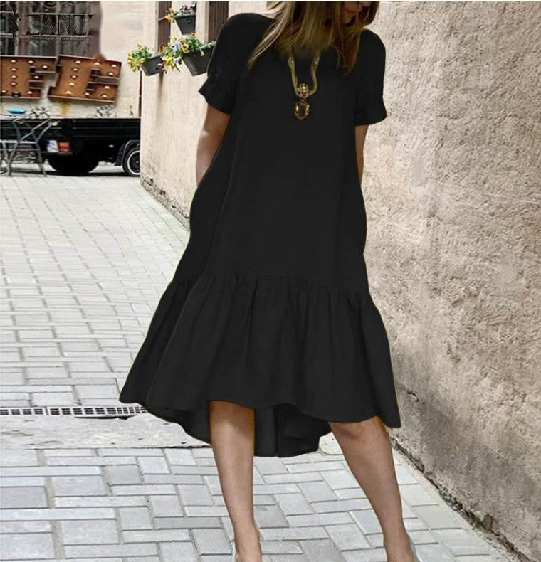 Robe midi à volants high-low pour femmes Chic und Stil