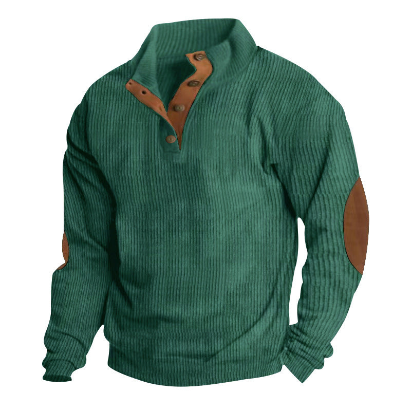 Pull en structure à vagues pour homme avec accents en cuir Chic und Stil