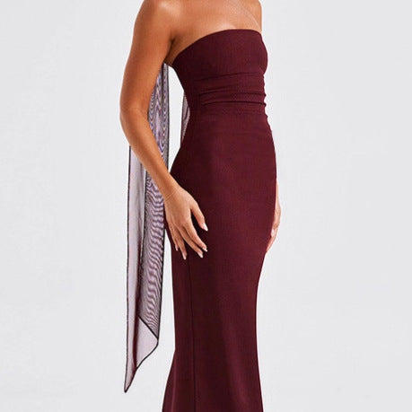 Robe Maxi sans bretelles pour femmes avec accents de manches transparentes et coupe ajustée Chic und Stil