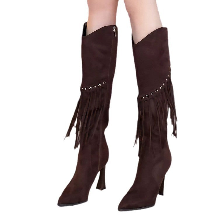 Bottes à franges pour dames avec des accents stylés et un talon élégant Chic und Stil