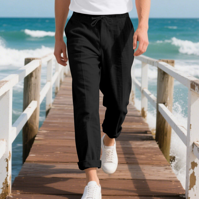 Pantalon d'été décontracté pour hommes avec taille élastique et poches latérales pratiques Chic und Stil