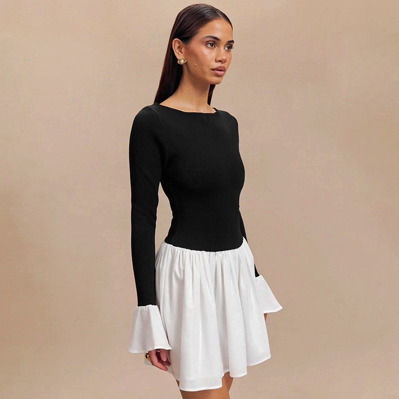 Robe féminine à la mode avec jupe contrastante Chic und Stil