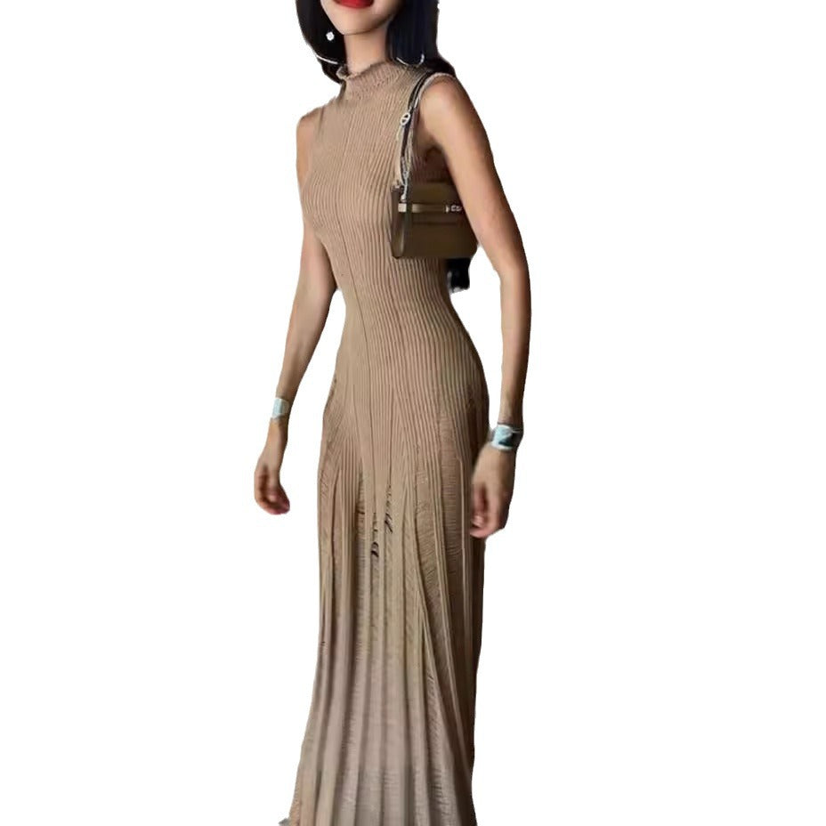 Femmes Robe maxi élégante à col haut et design côtelé raffiné Chic und Stil
