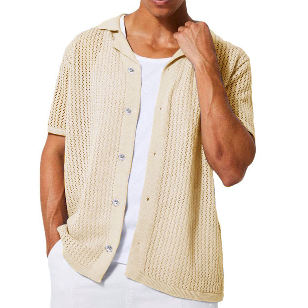 Chemise en tricot à col ouvert pour hommes à manches courtes et respirante Chic und Stil