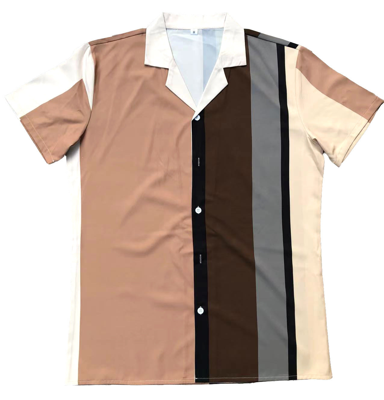 Chemise à manches courtes pour hommes à blocs de couleurs avec boutonnière Chic und Stil