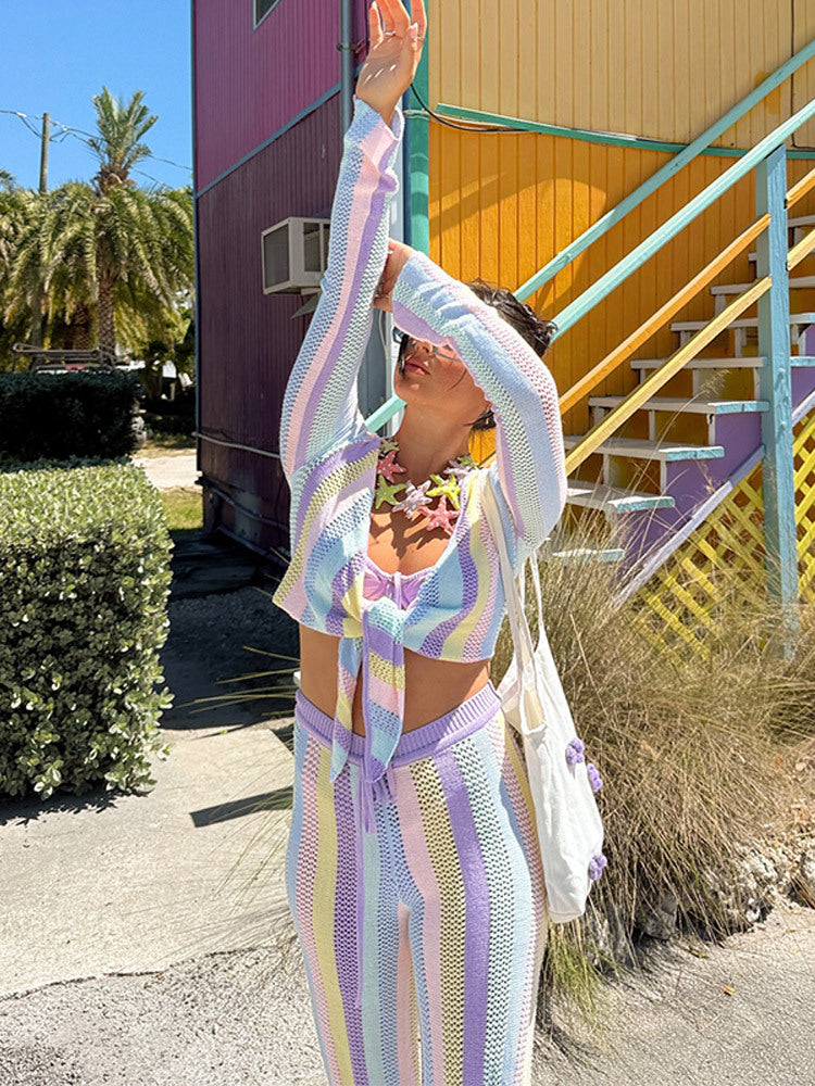 Chic and Style women's harem pants with colorful mesh design