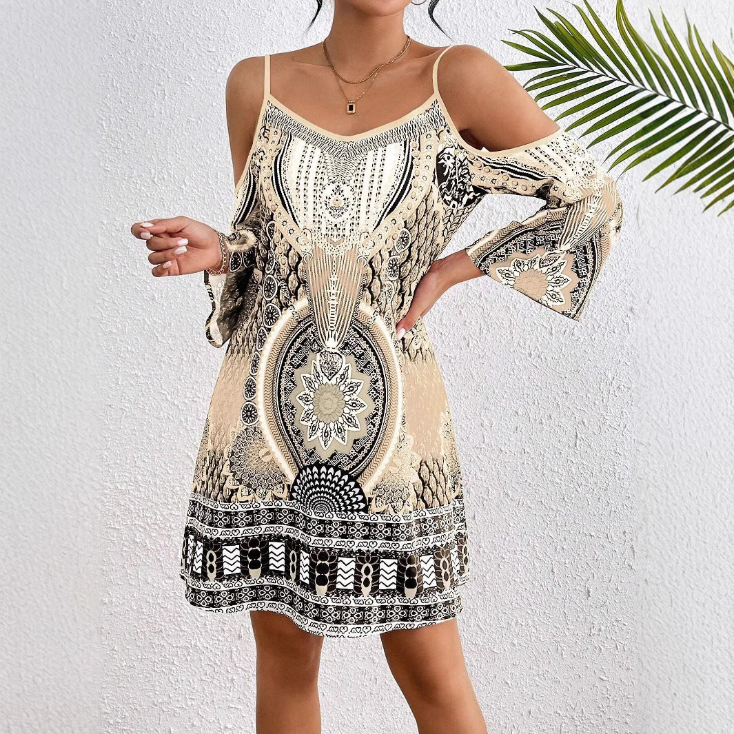 Robe mini à épaules dénudées bohémienne Chic und Stil