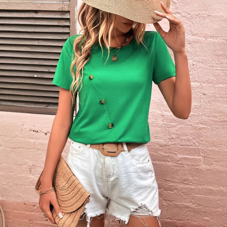 T-shirt élégant pour femmes avec détails en bouton Chic und Stil
