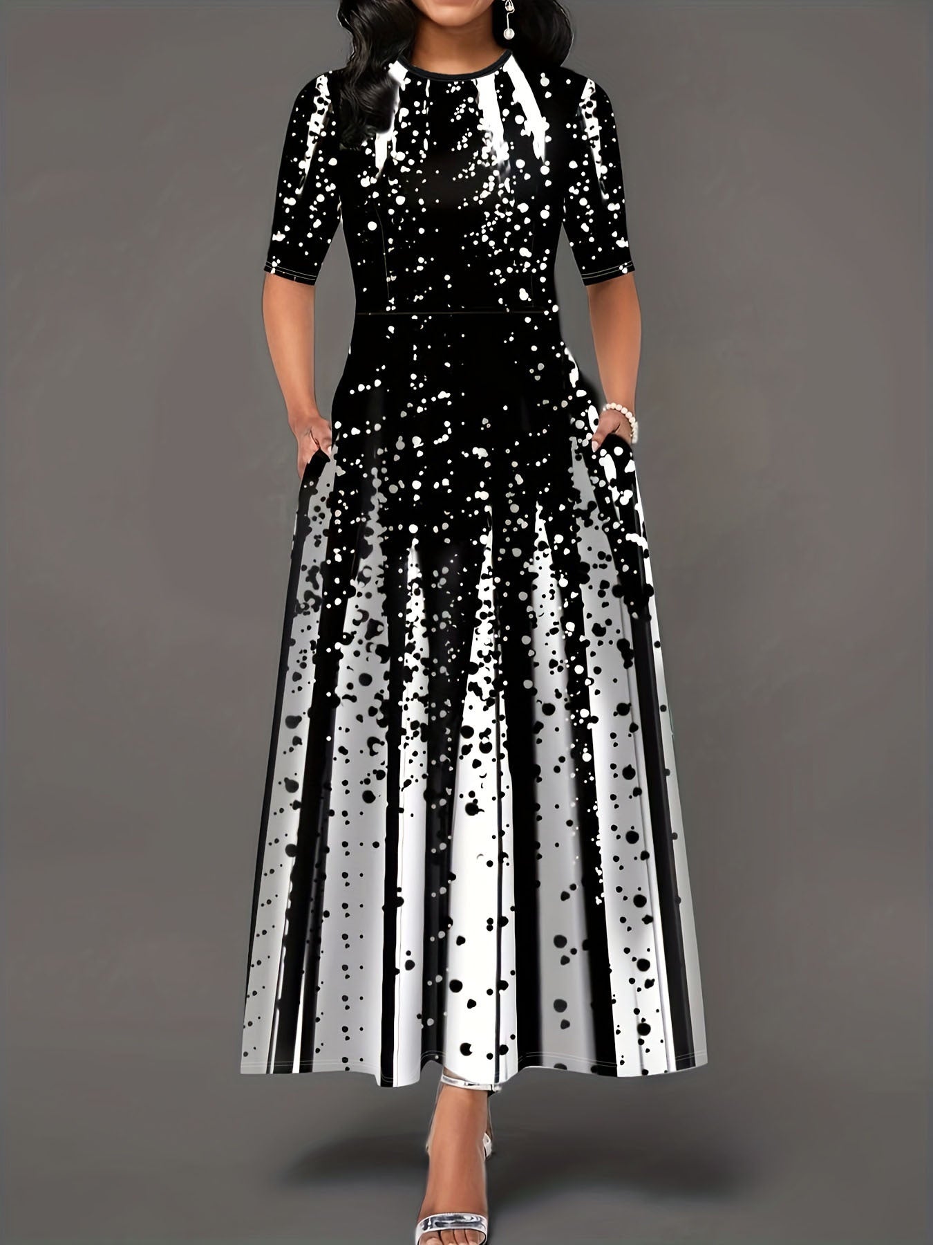 Robe maxi femme avec motif éclaboussure créatif Chic und Stil