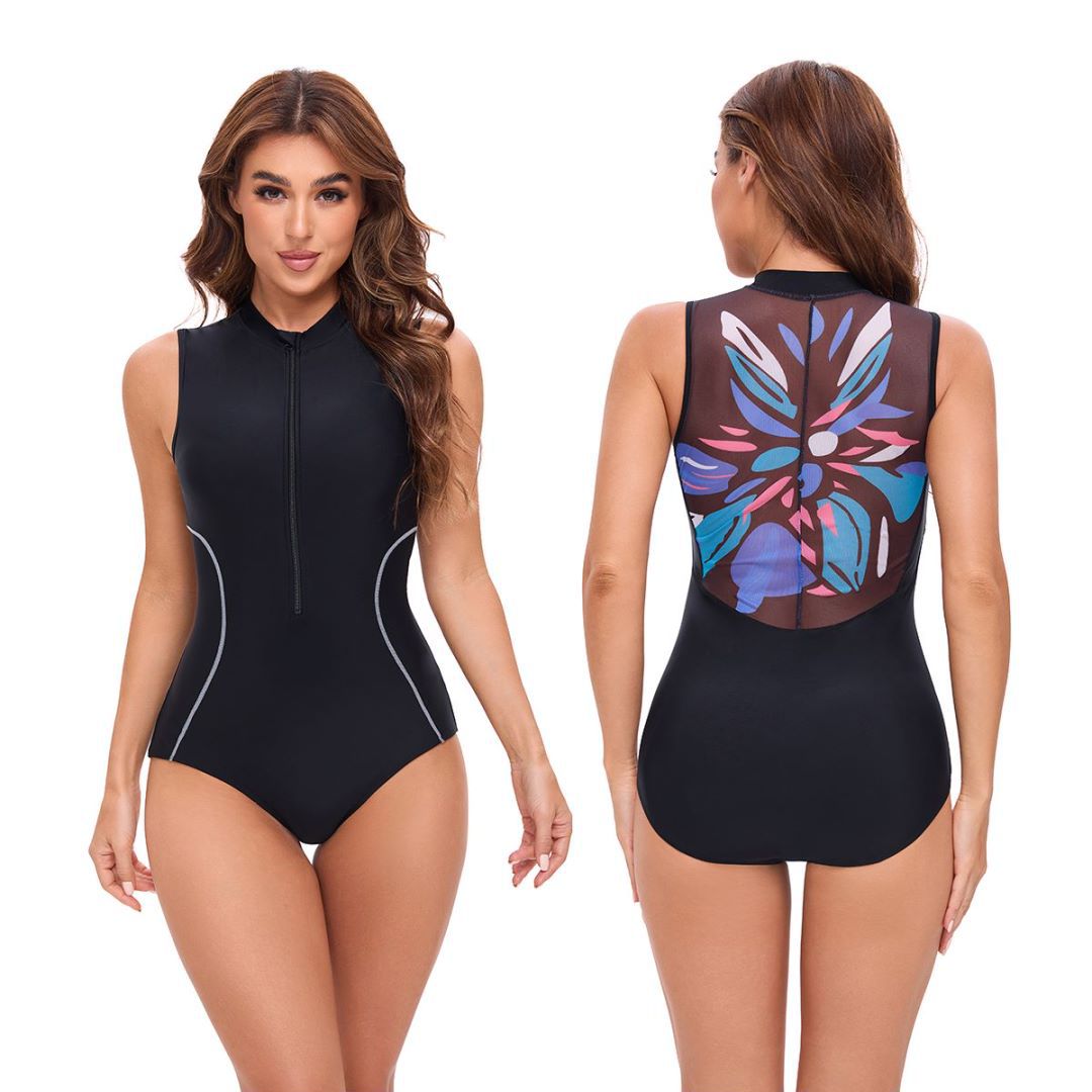 Maillot de bain en néoprène pour femmes avec col haut et fermeture éclair intégrale Chic und Stil
