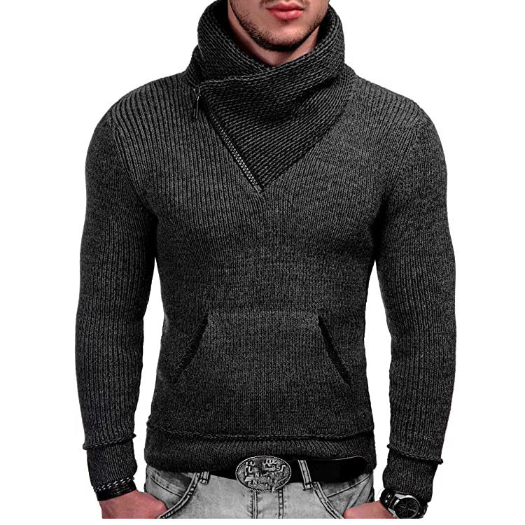 Pull moderne pour hommes avec col large et détail de zip innovant Chic und Stil