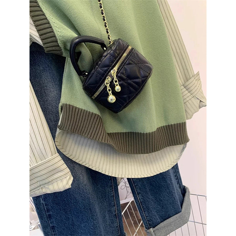 Pull en maille superposé pour femmes avec col preppy Chic und Stil