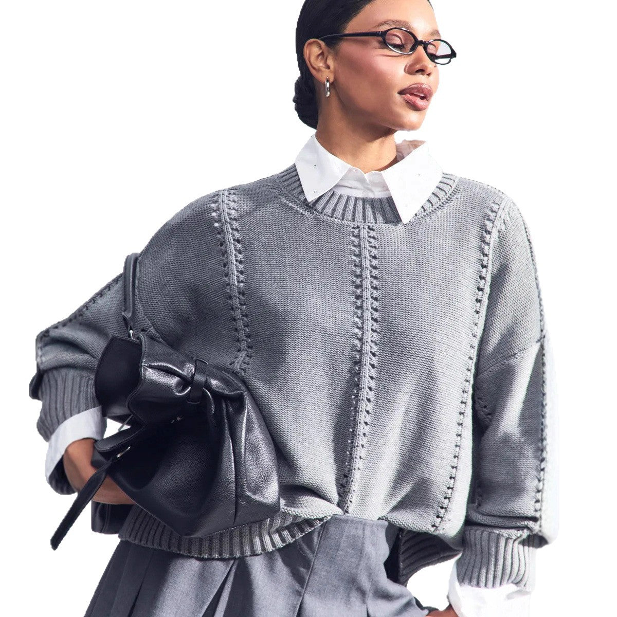 Pull en maille épaisse pour femmes avec une structure élégante et une coupe ample Chic und Stil