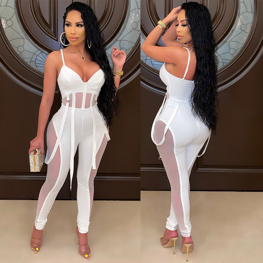 Chic und Stil Women's Mesh Panel Jumpsuit