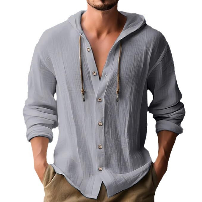 Chemise à capuche décontractée pour hommes avec patte de boutonnage et manches élastiques Chic und Stil